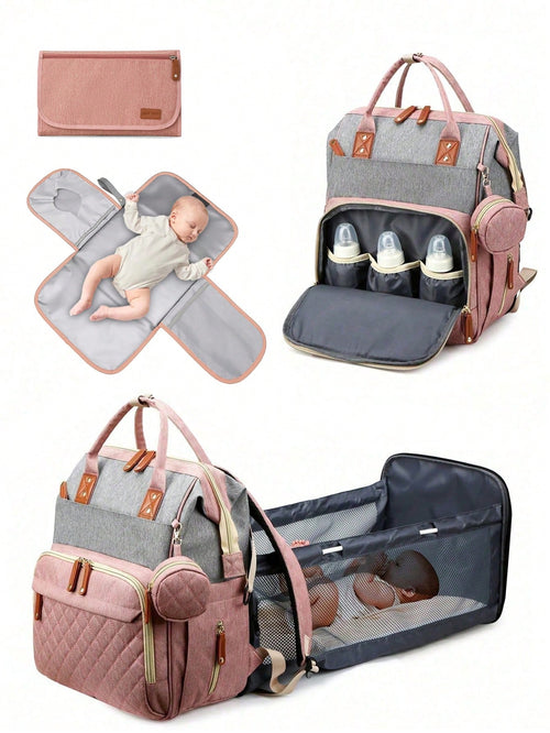 1pc Baby Diaper Bag Backpack With Changing Station, Multifunction Portable Waterproof Large Capacity Travel Baby Changing Bags, Baby Stuff Organizer, Baby Registry Search, Baby Diaper Bags For Boys &