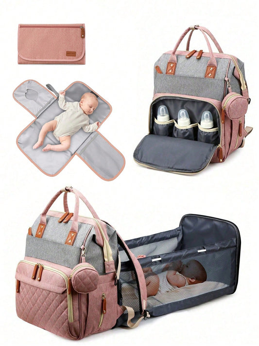 1pc Baby Diaper Bag Backpack With Changing Station, Multifunction Portable Waterproof Large Capacity Travel Baby Changing Bags, Baby Stuff Organizer, Baby Registry Search, Baby Diaper Bags For Boys &