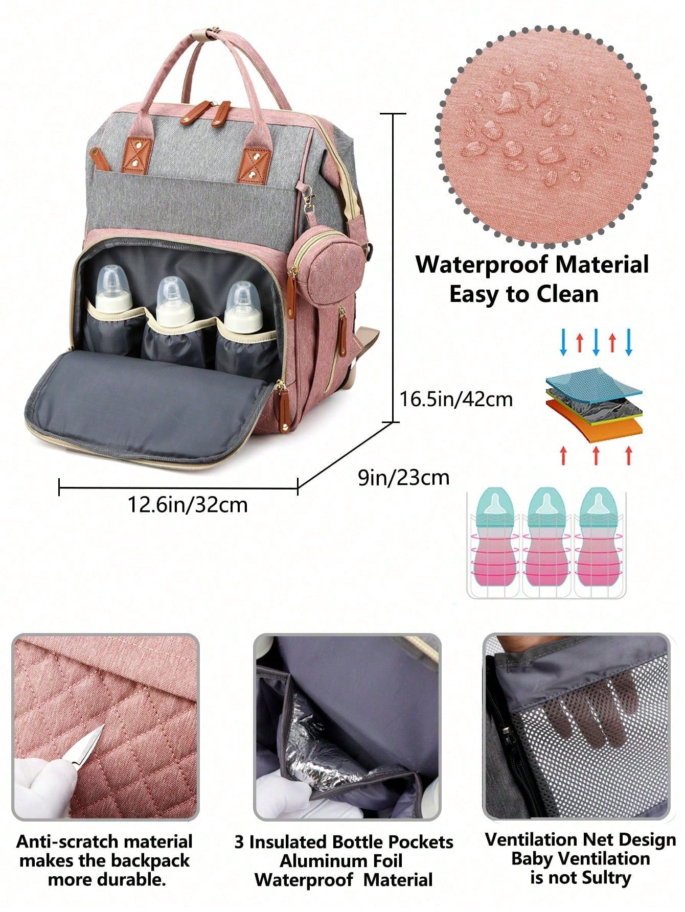 1pc Baby Diaper Bag Backpack With Changing Station, Multifunction Portable Waterproof Large Capacity Travel Baby Changing Bags, Baby Stuff Organizer, Baby Registry Search, Baby Diaper Bags For Boys &