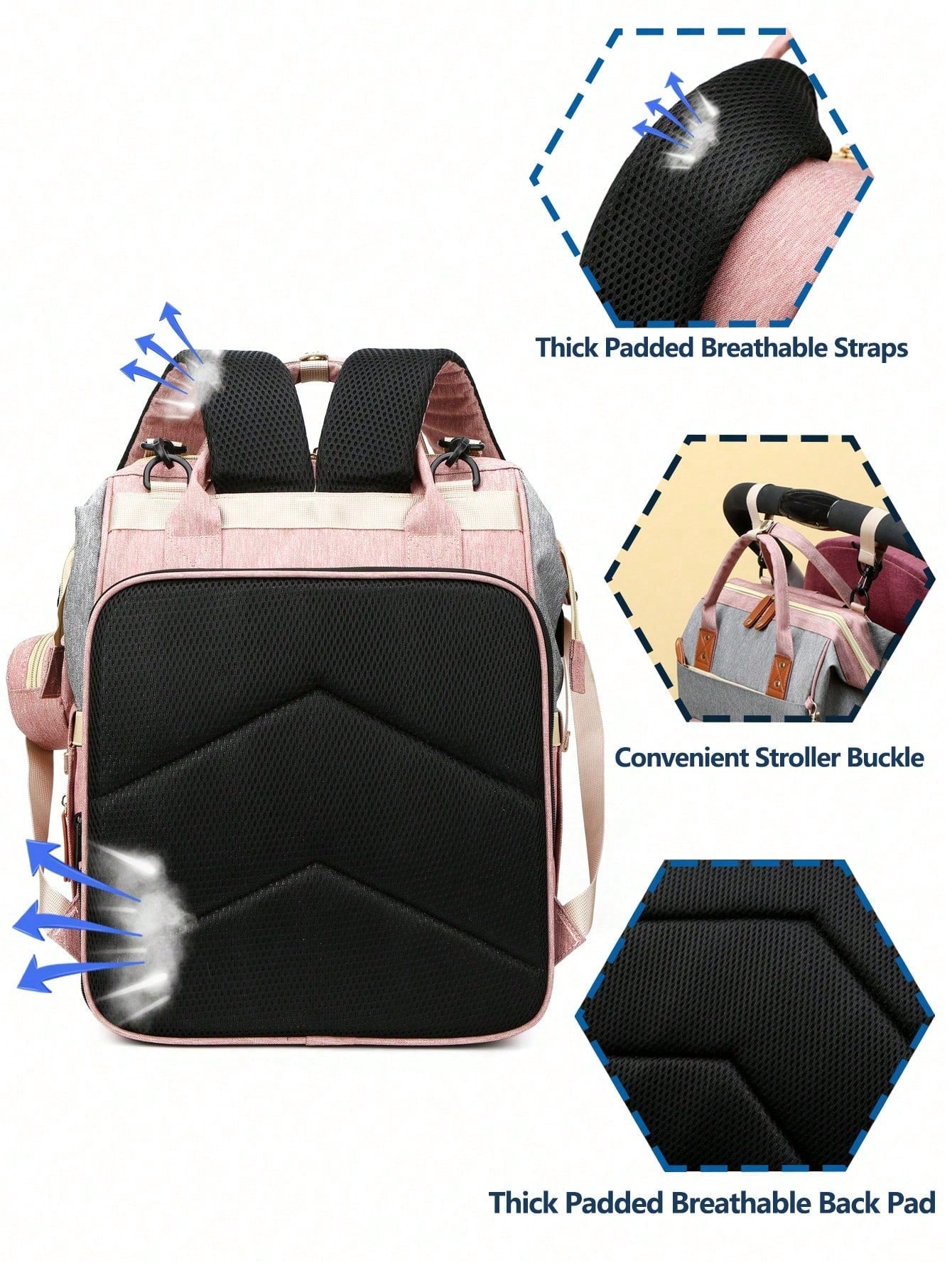 1pc Baby Diaper Bag Backpack With Changing Station, Multifunction Portable Waterproof Large Capacity Travel Baby Changing Bags, Baby Stuff Organizer, Baby Registry Search, Baby Diaper Bags For Boys &