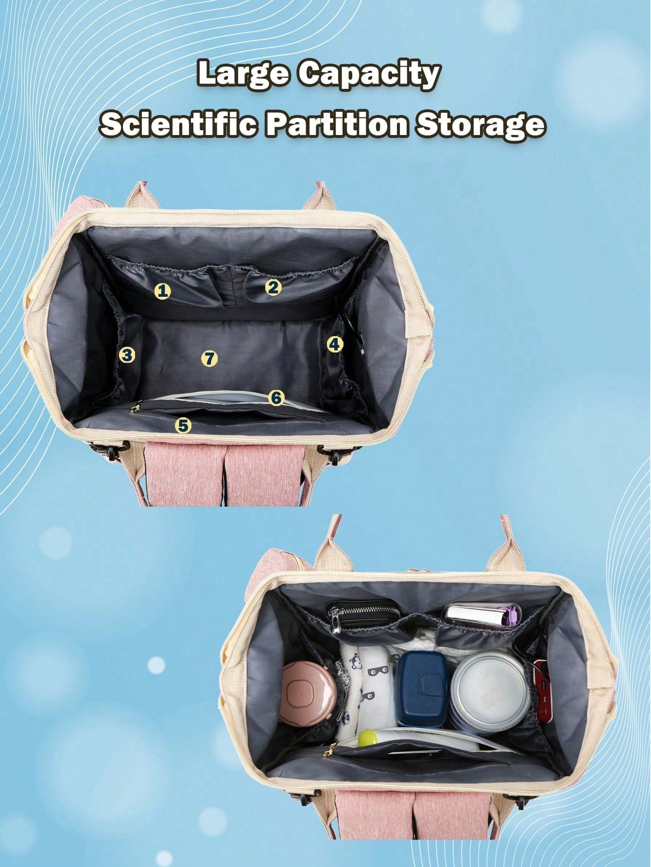 1pc Baby Diaper Bag Backpack With Changing Station, Multifunction Portable Waterproof Large Capacity Travel Baby Changing Bags, Baby Stuff Organizer, Baby Registry Search, Baby Diaper Bags For Boys &