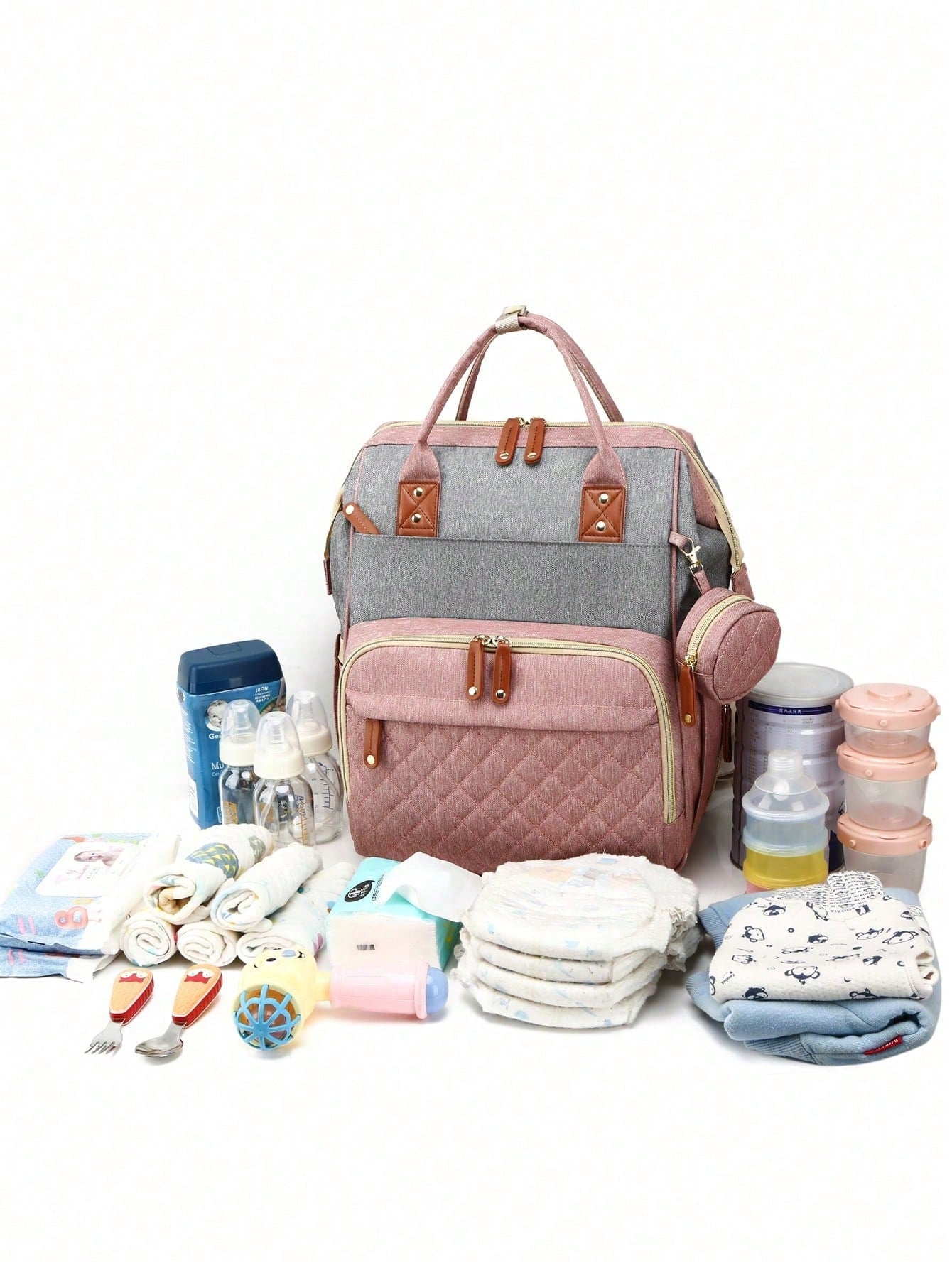 1pc Baby Diaper Bag Backpack With Changing Station, Multifunction Portable Waterproof Large Capacity Travel Baby Changing Bags, Baby Stuff Organizer, Baby Registry Search, Baby Diaper Bags For Boys &