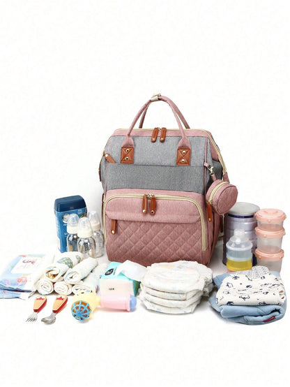 1pc Baby Diaper Bag Backpack With Changing Station, Multifunction Portable Waterproof Large Capacity Travel Baby Changing Bags, Baby Stuff Organizer, Baby Registry Search, Baby Diaper Bags For Boys &