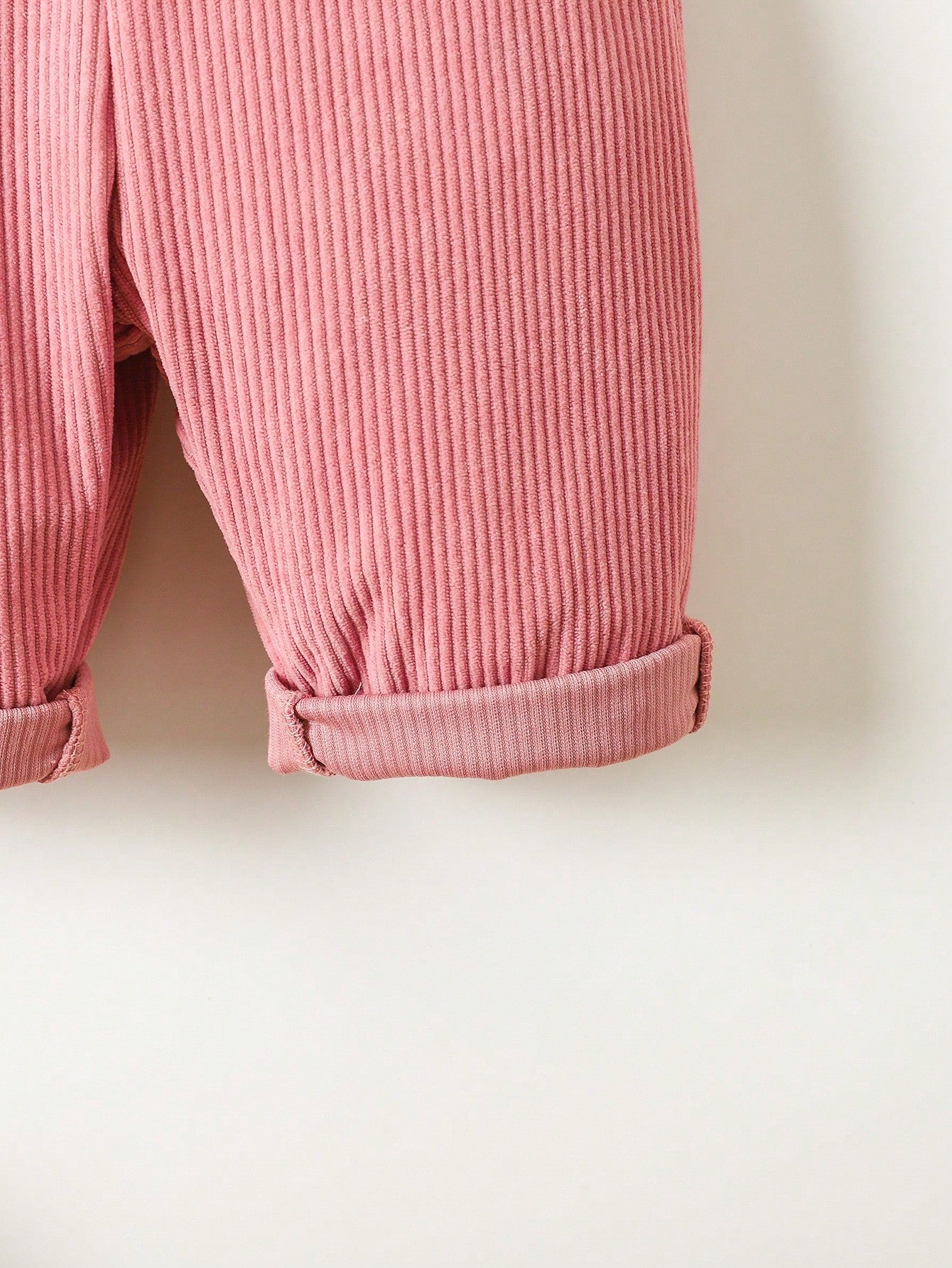 1pc Baby Girls' Corduroy Heart Embroidery Bib Pants, Casual Overalls For Toddlers, Spring & Autumn