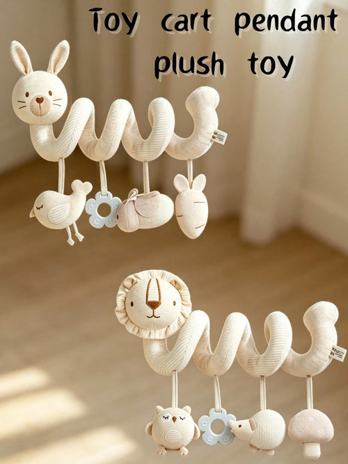 1pc Baby Stroller Spiral Hanging Plush Doll, Infant Comforter Rattle Teether Stroller Accessory With Rattle And BB Sound, Helps Develop Baby's Grasping Ability, Newborn Gift, Sensory Toy