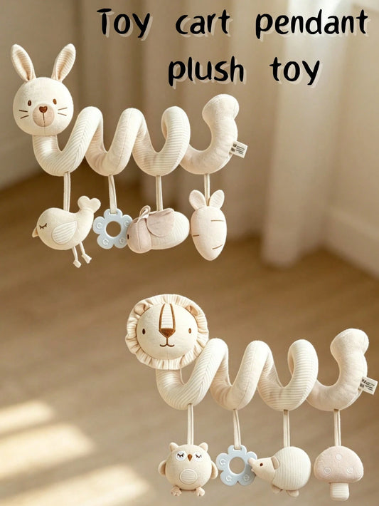 1pc Baby Stroller Spiral Hanging Plush Doll, Infant Comforter Rattle Teether Stroller Accessory With Rattle And BB Sound, Helps Develop Baby's Grasping Ability, Newborn Gift, Sensory Toy