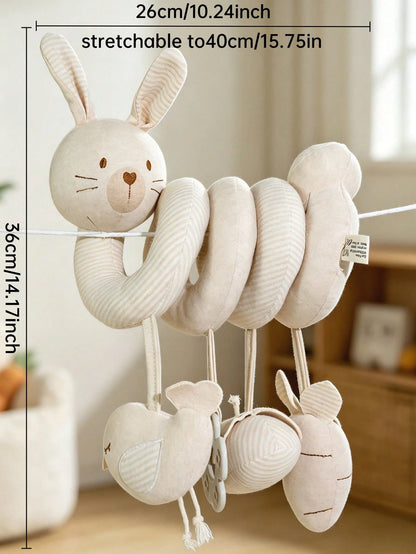 1pc Baby Stroller Spiral Hanging Plush Doll, Infant Comforter Rattle Teether Stroller Accessory With Rattle And BB Sound, Helps Develop Baby's Grasping Ability, Newborn Gift, Sensory Toy