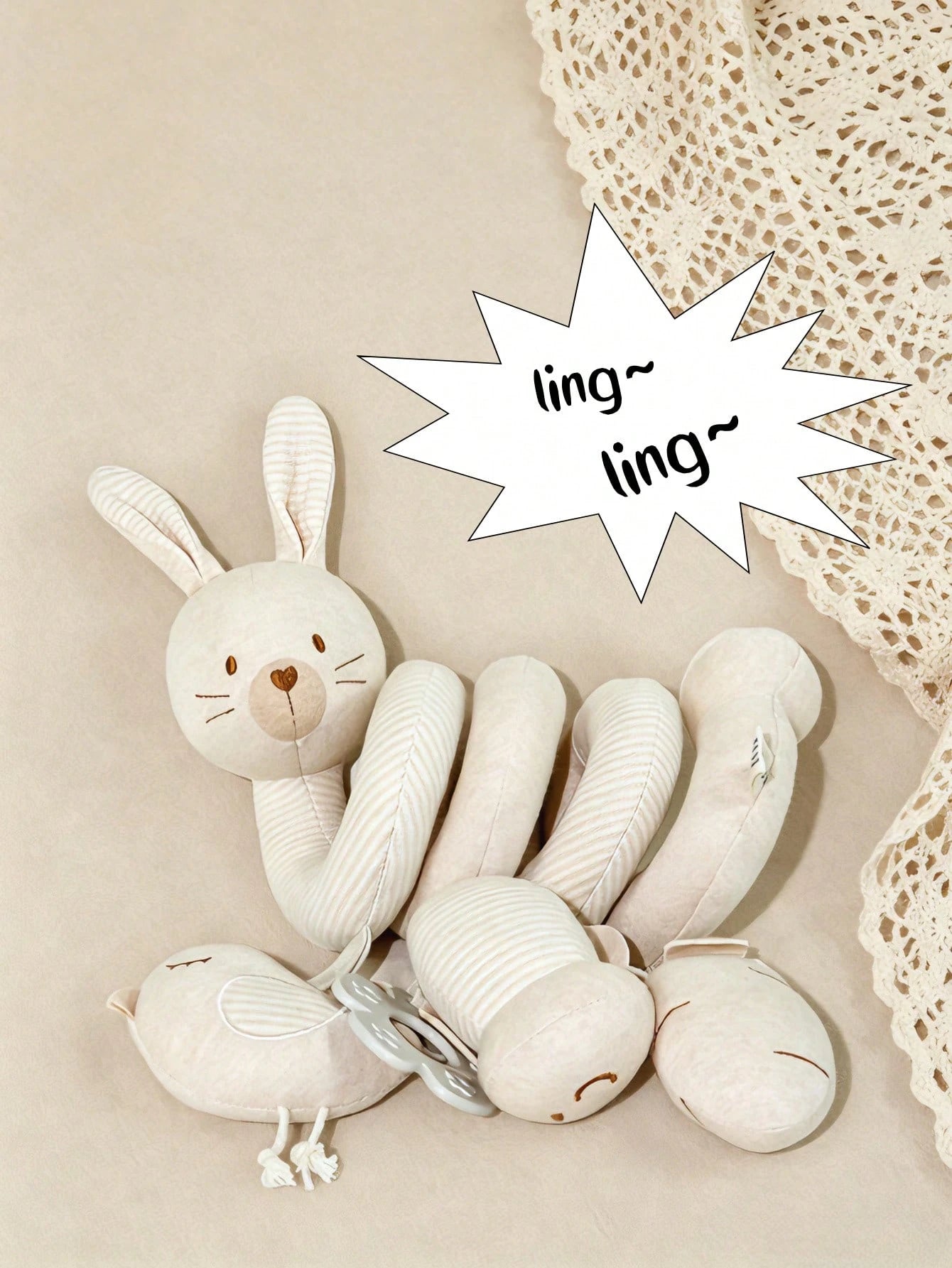 1pc Baby Stroller Spiral Hanging Plush Doll, Infant Comforter Rattle Teether Stroller Accessory With Rattle And BB Sound, Helps Develop Baby's Grasping Ability, Newborn Gift, Sensory Toy