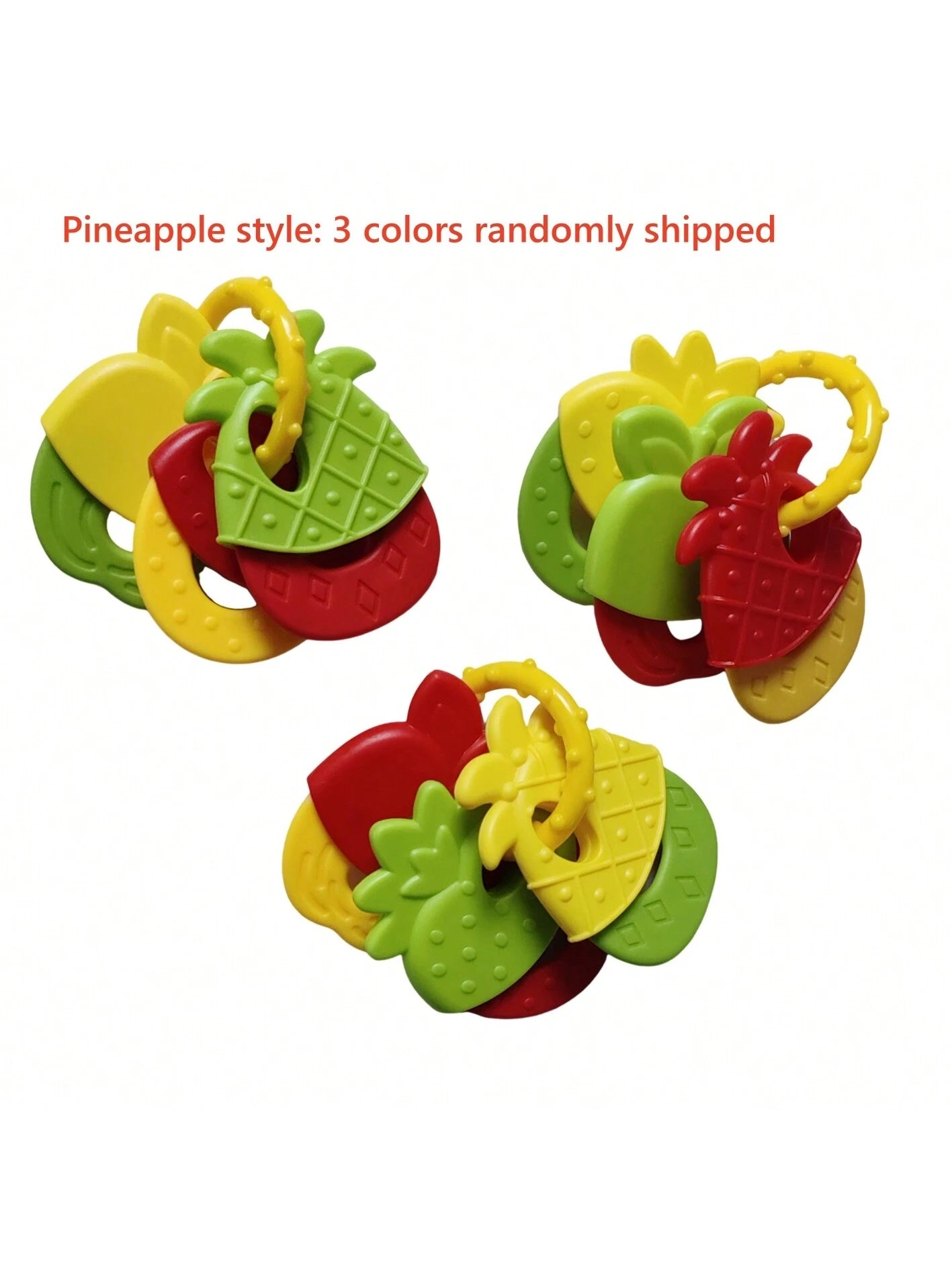 1pc Baby Teething Silicone Rattle Toy, Fruit Shaped, Suitable For Infants, Can Be Used For Teething And Fixing Teeth, With Rattle, Suitable As Easter Gift Or Baby Shower Gift. 3 Random Color Sets Per