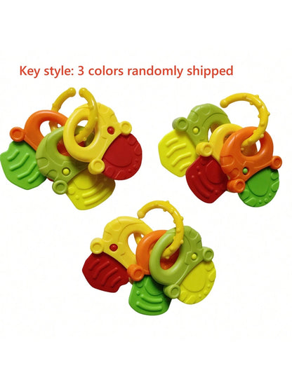 1pc Baby Teething Silicone Rattle Toy, Fruit Shaped, Suitable For Infants, Can Be Used For Teething And Fixing Teeth, With Rattle, Suitable As Easter Gift Or Baby Shower Gift. 3 Random Color Sets Per