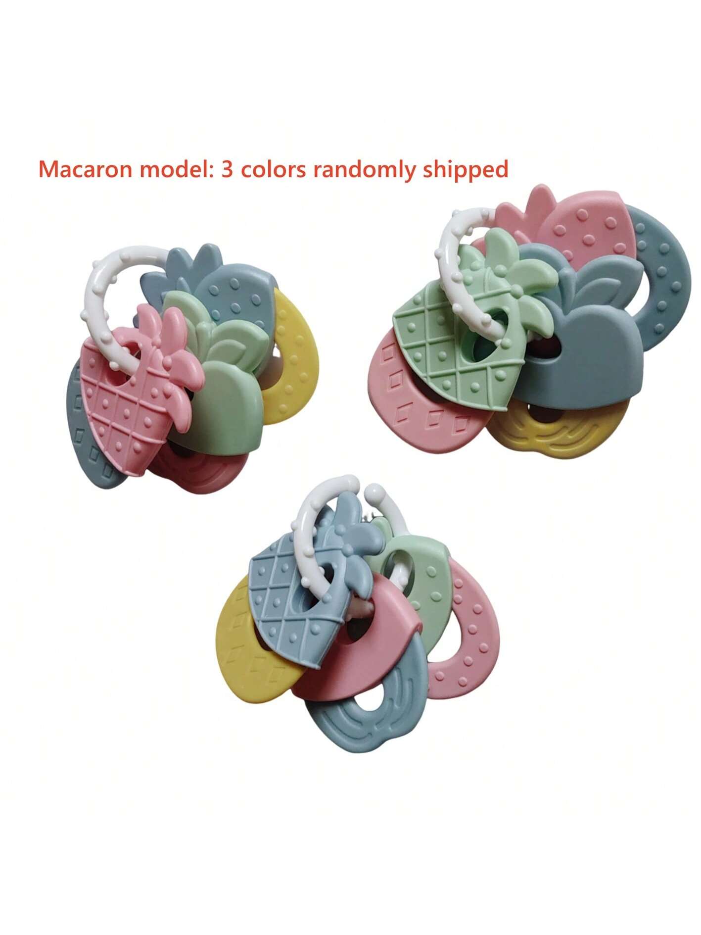 1pc Baby Teething Silicone Rattle Toy, Fruit Shaped, Suitable For Infants, Can Be Used For Teething And Fixing Teeth, With Rattle, Suitable As Easter Gift Or Baby Shower Gift. 3 Random Color Sets Per