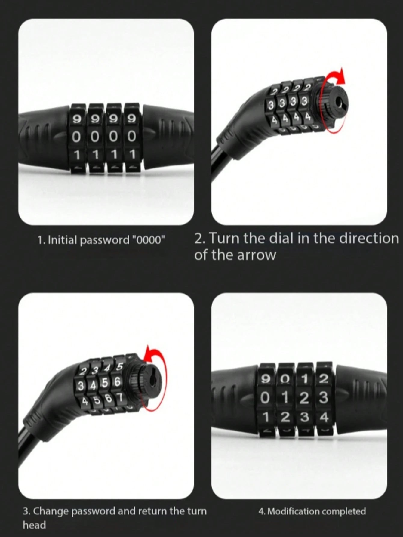 1pc Bicycle 4-Digit Combination Lock, Portable Cycling Gear For Mountain Bike