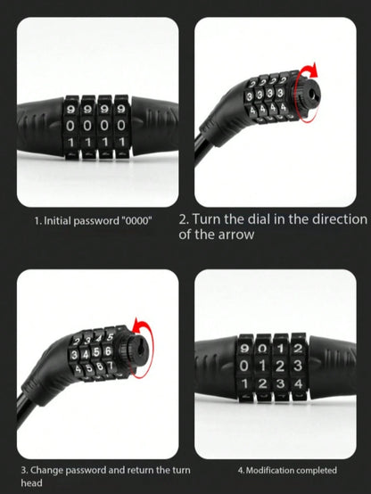 1pc Bicycle 4-Digit Combination Lock, Portable Cycling Gear For Mountain Bike
