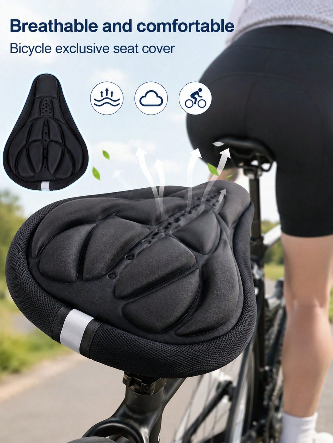 1pc Bicycle Seat Cover, Soft Foam Bike Seat Cover, Shock-Absorbing Breathable Comfortable, Suitable For Outdoor Cycling, Mountain Bike, Road Bike, Exercise Bike And Daily Commute