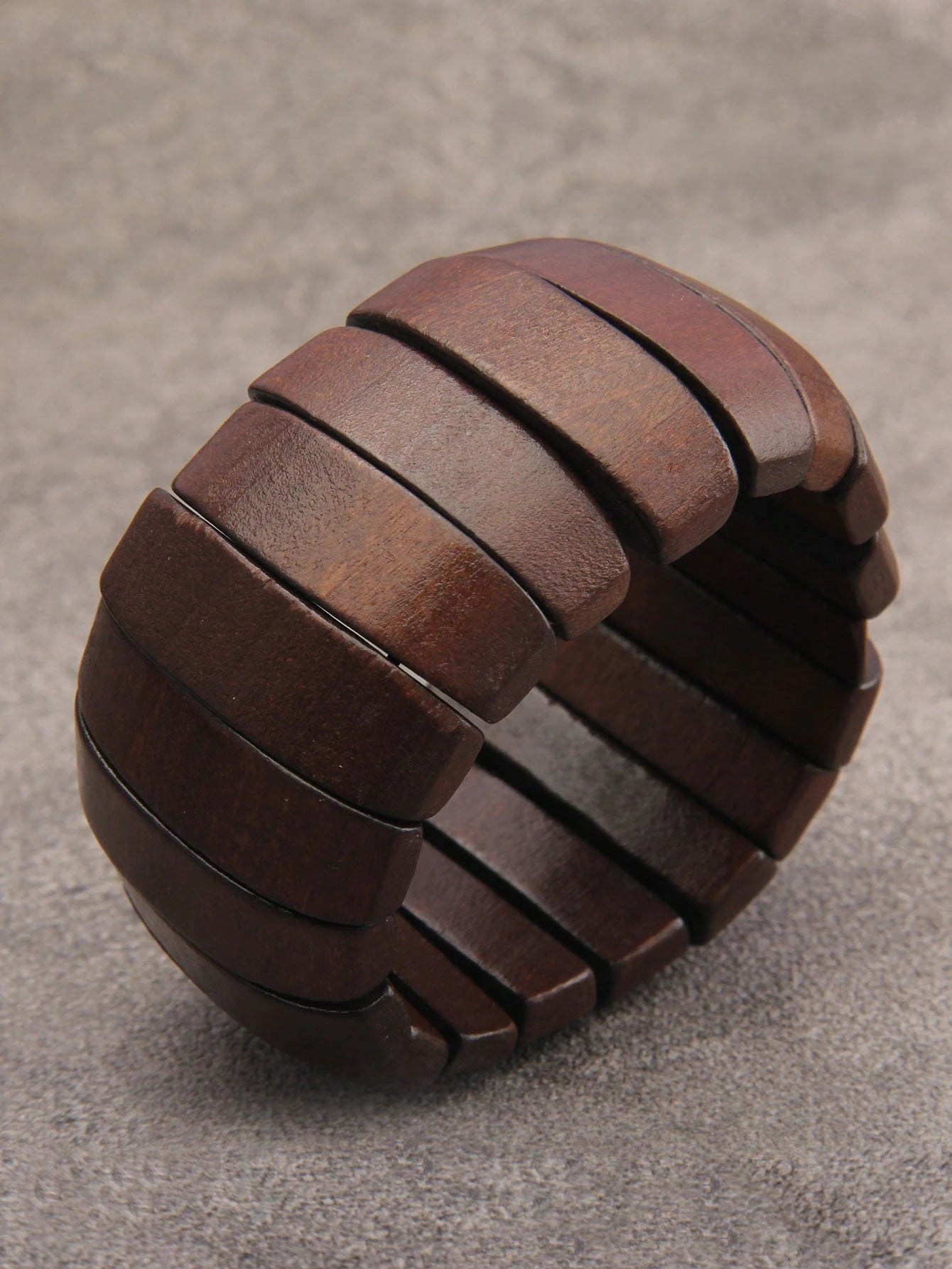 1pc Bohemia Style Literary Retro Elastic Wood Beaded Bracelet For Women, Gradient Brown, Random Color