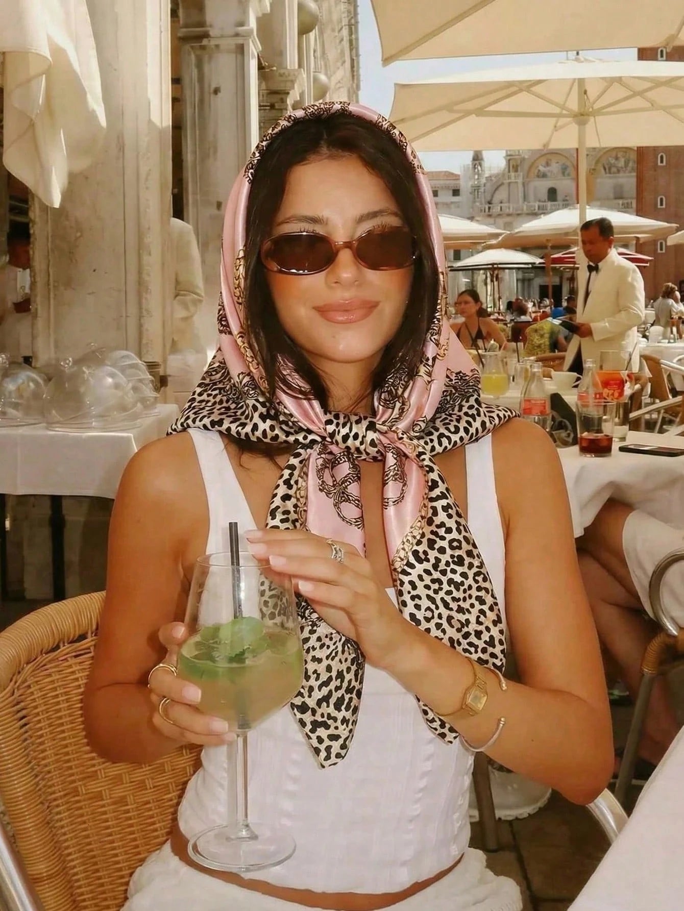 1pc Bohemian Style Paisley Print Satin Scarf, Elegant Headscarf Shawl For Daily Casual Wear, Sun Protection,Travel Essential,Holiday