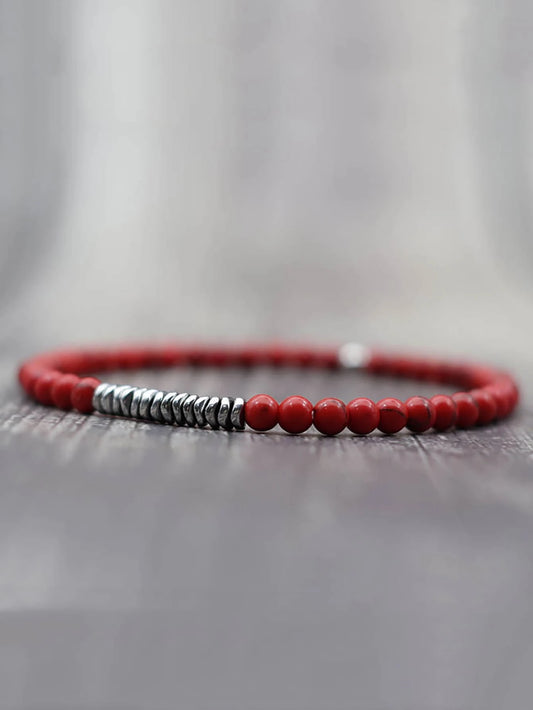 1pc Bohemian Style Turquoise Beaded Bracelet, Men's Daily Decorative Jewelry Gift, Fashionable Punk Style, Create Look