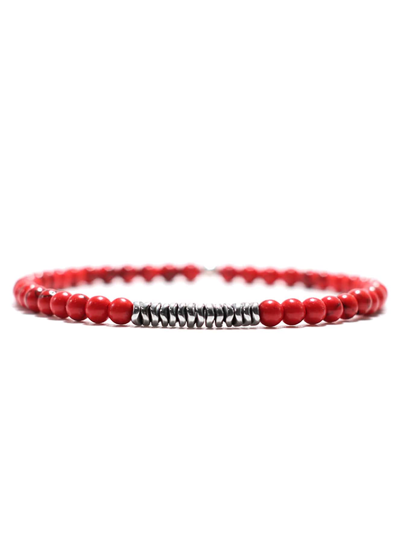 1pc Bohemian Style Turquoise Beaded Bracelet, Men's Daily Decorative Jewelry Gift, Fashionable Punk Style, Create Look