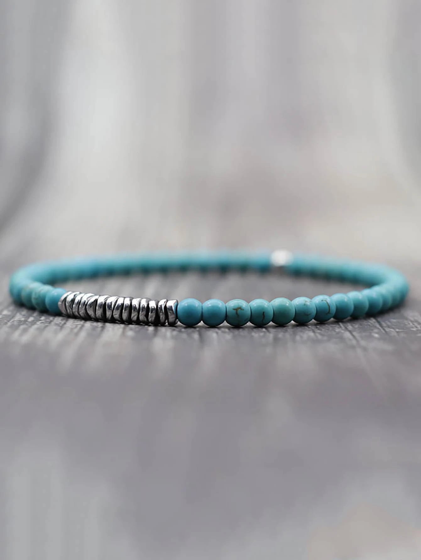 1pc Bohemian Style Turquoise Beaded Bracelet, Men's Daily Decorative Jewelry Gift, Fashionable Punk Style, Create Look