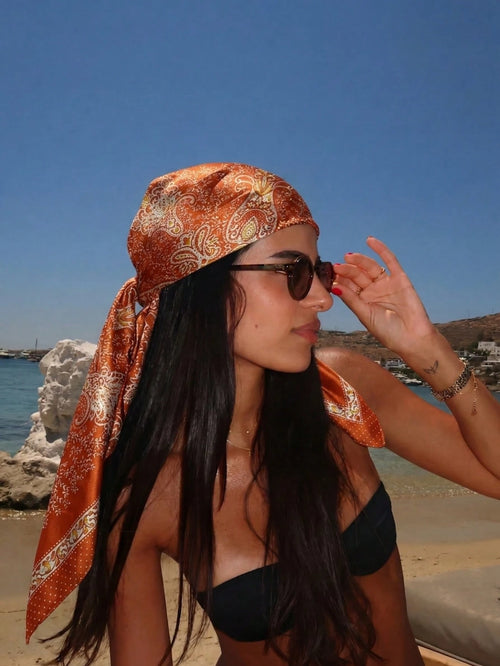 1pc Bohemian Vintage Paisley Women's Scarf/Bandana, New Spring High-End Versatile Fashion Accessory Silk Scarf, Can Be Used As Neck Scarf, Headband, Hair Scarf Or Shawl, Suitable For Spring/Summer Bea