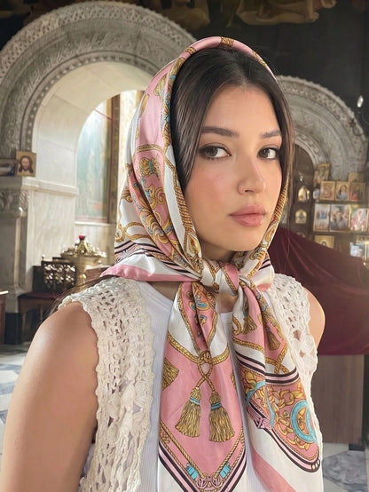 1pc Bohemian Vintage Paisley Women's Scarf/Bandana, New Spring High-End Versatile Fashion Accessory Silk Scarf, Can Be Used As Neck Scarf, Headband, Hair Scarf Or Shawl, Suitable For Spring/Summer Bea