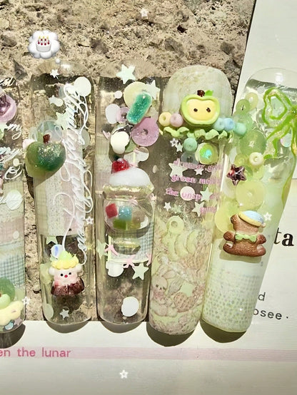 1pc Cartoon Bear Farm Cute Rabbit Apple Sheep Clock 3D Nail Art Silicone Mold