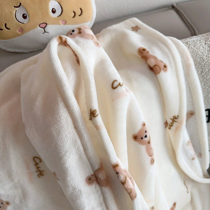 1pc Cartoon Bear Pattern Soft Baby Blanket, Comfortable Baby Cover Blanket