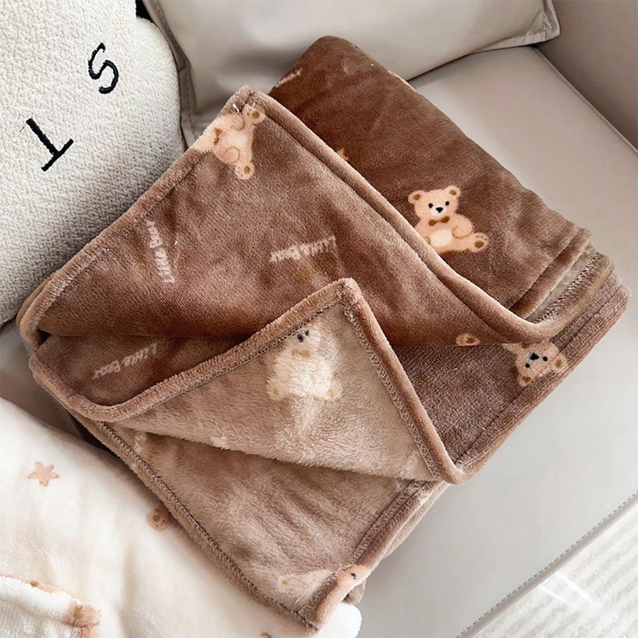 1pc Cartoon Bear Pattern Soft Baby Blanket, Comfortable Baby Cover Blanket