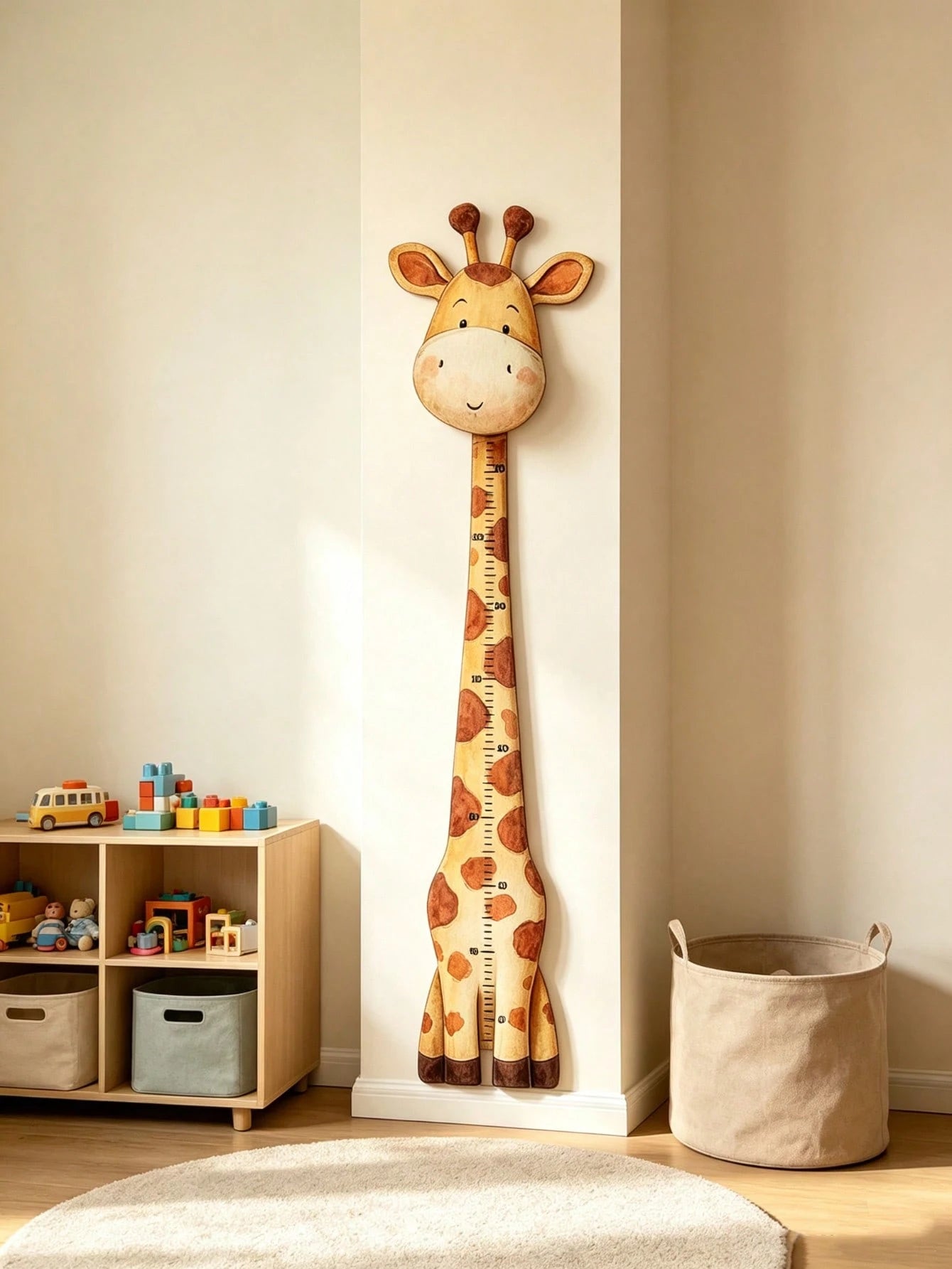 1pc Cartoon Giraffe Height Measurement Sticker, Baby Room Wall Decor Sticker, Multi-Functional Baby Room Wall Art Decoration, Baby Room Height Measurement Decor