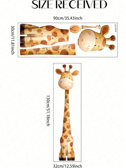 1pc Cartoon Giraffe Height Measurement Sticker, Baby Room Wall Decor Sticker, Multi-Functional Baby Room Wall Art Decoration, Baby Room Height Measurement Decor
