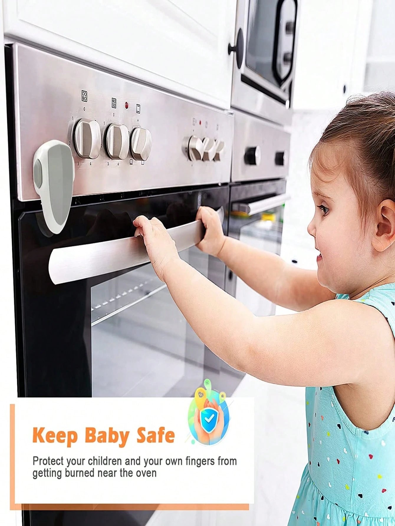 1pc Child Lock,Gray Oven Lock,Heat-Resistant Material,Easy Installation And Use,No Tools Required,Prevent Burns And Suitable For Oven Use,Kitchen Supplies Baby Shower Family Decorations Gifts