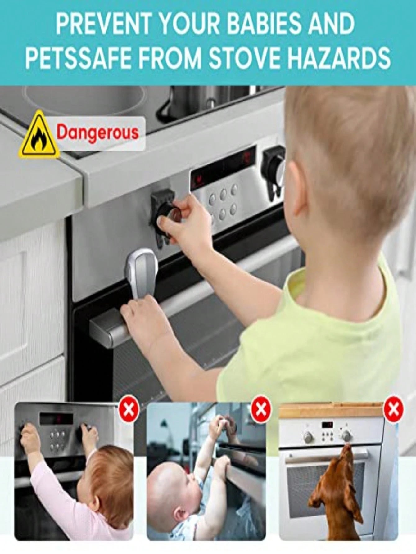 1pc Child Lock,Gray Oven Lock,Heat-Resistant Material,Easy Installation And Use,No Tools Required,Prevent Burns And Suitable For Oven Use,Kitchen Supplies Baby Shower Family Decorations Gifts