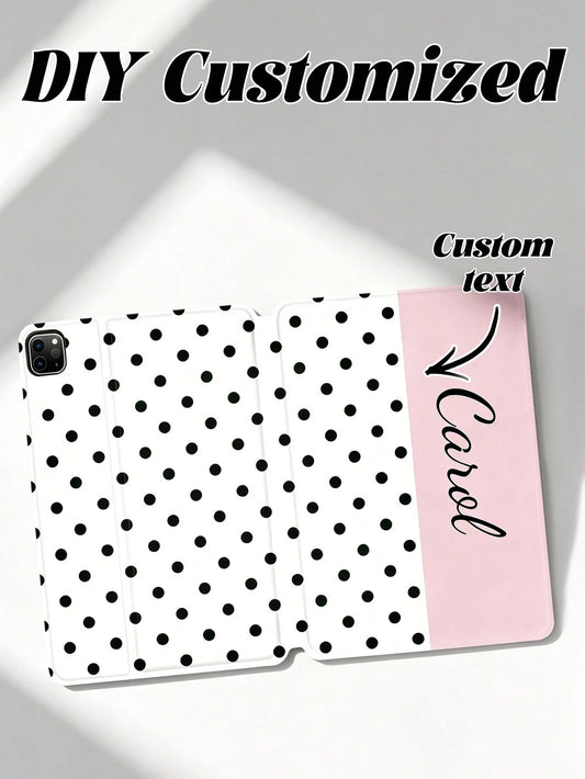 1pc Customized Polka Dot Protective Leather Case Cover Compatible With Ipad Pro 13, Air 13 Models, For Couples, Family, Pets, Cute Phone Cases, Customized Items