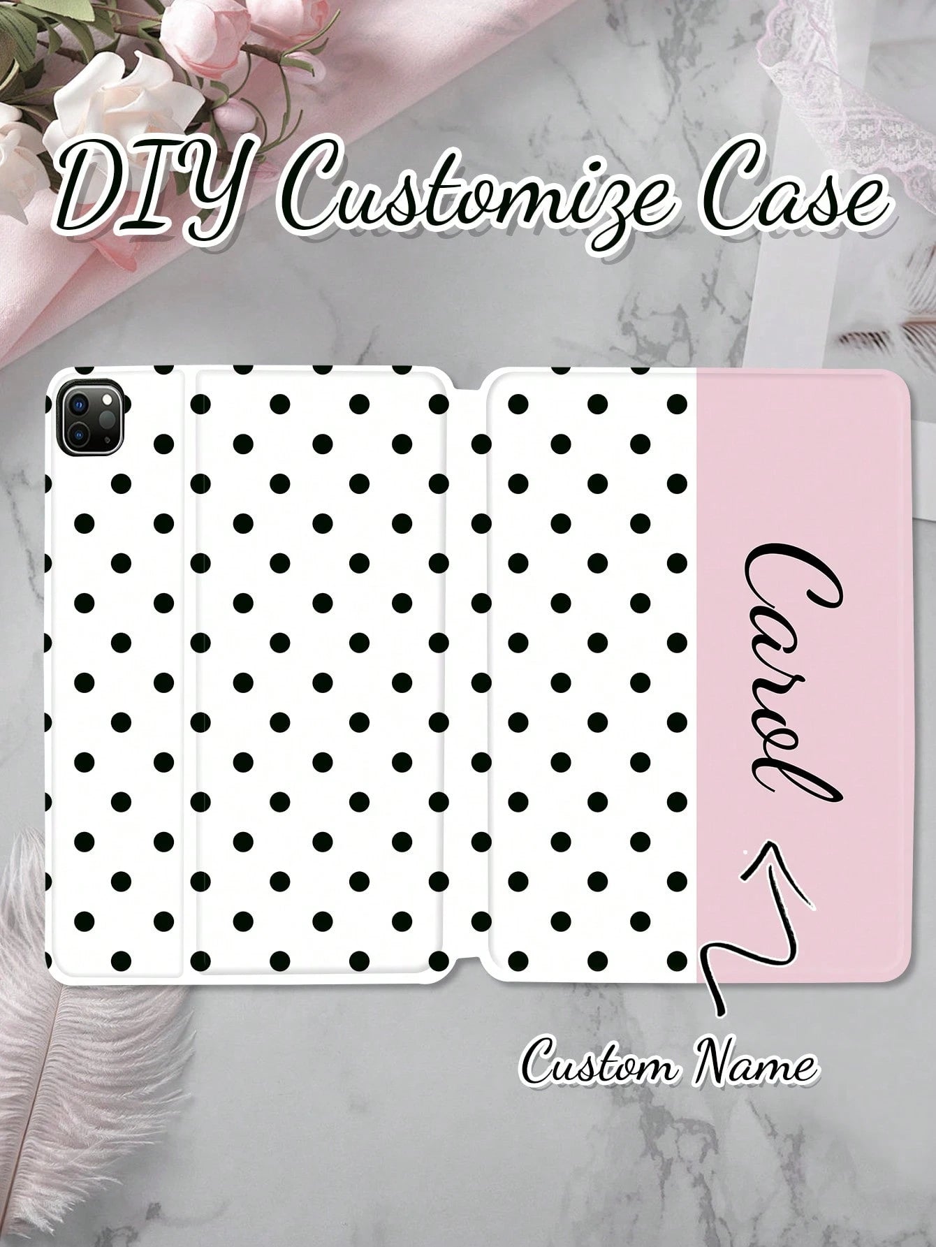 1pc Customized Polka Dot Protective Leather Case Cover Compatible With Ipad Pro 13, Air 13 Models, For Couples, Family, Pets, Cute Phone Cases, Customized Items