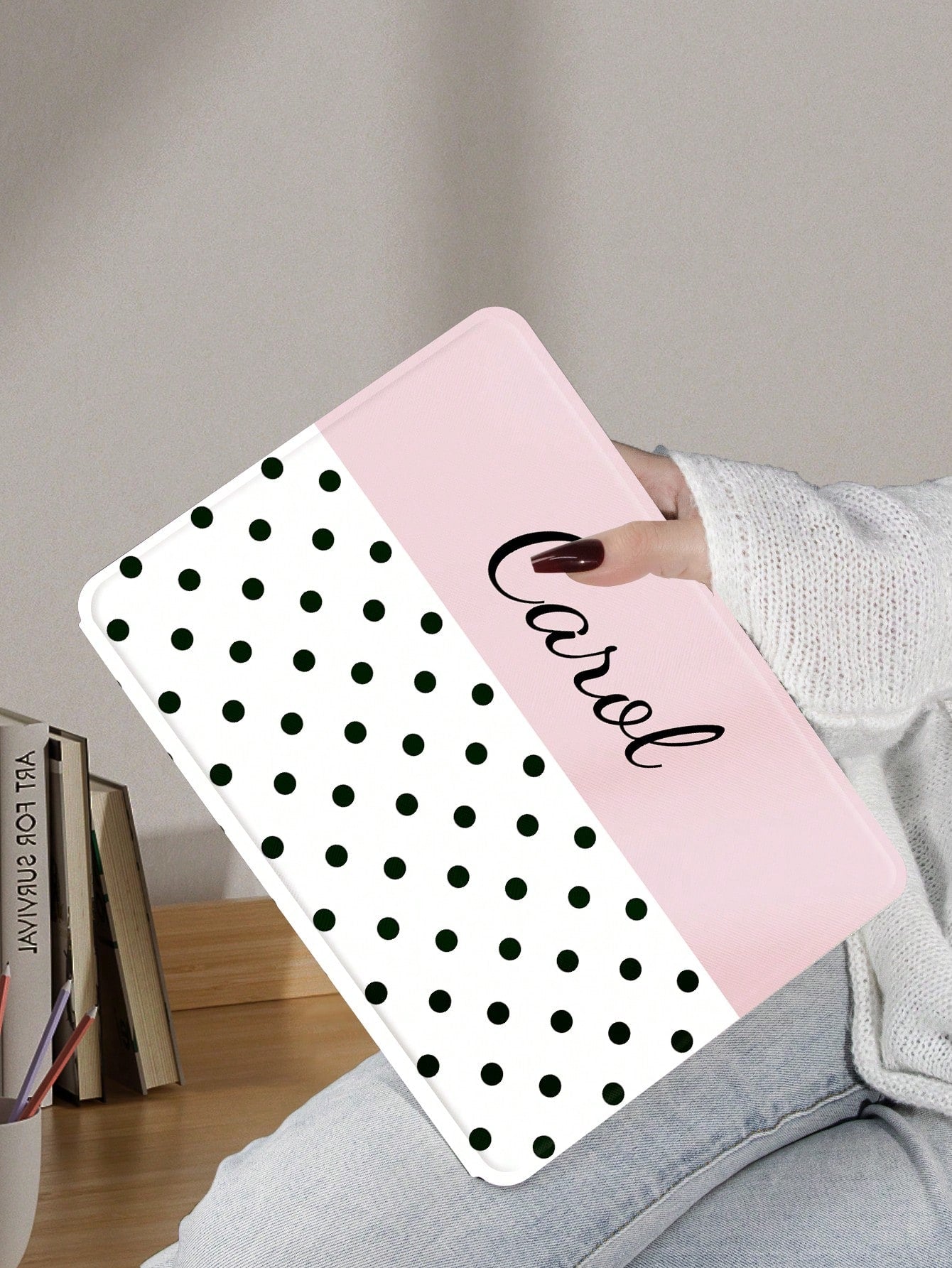 1pc Customized Polka Dot Protective Leather Case Cover Compatible With Ipad Pro 13, Air 13 Models, For Couples, Family, Pets, Cute Phone Cases, Customized Items