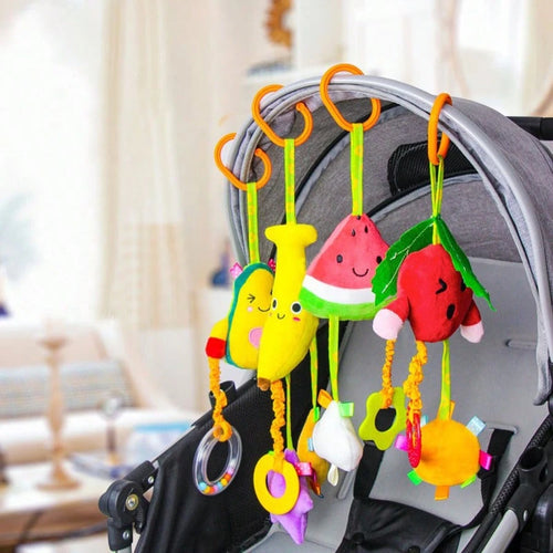 1pc Cute Fruit Cart Car Seat Hanging Toy Rattle With Chimes, Suitable For Newborn Baby Gift