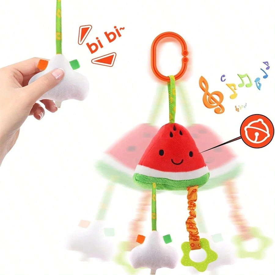 1pc Cute Fruit Cart Car Seat Hanging Toy Rattle With Chimes, Suitable For Newborn Baby Gift