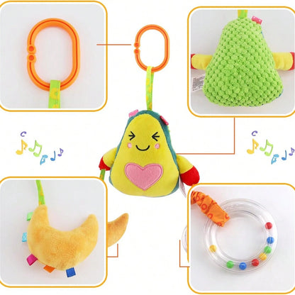 1pc Cute Fruit Cart Car Seat Hanging Toy Rattle With Chimes, Suitable For Newborn Baby Gift