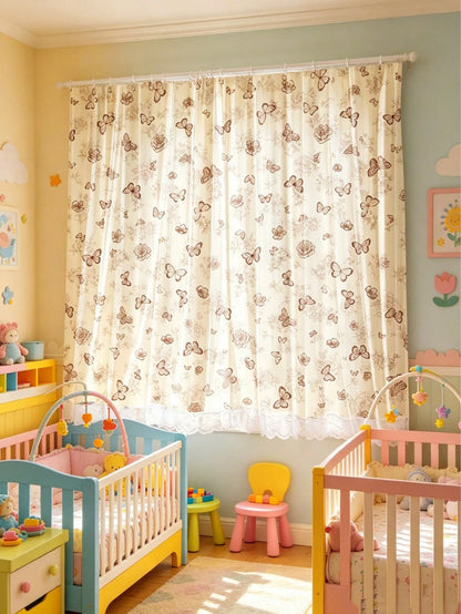 1pc Cute Pattern Curtain, Removable And Machine Washable, Suitable For Baby Baptism Decoration, Nursery Decoration, Children's Room Decoration, Baby Bedroom Decoration Creative