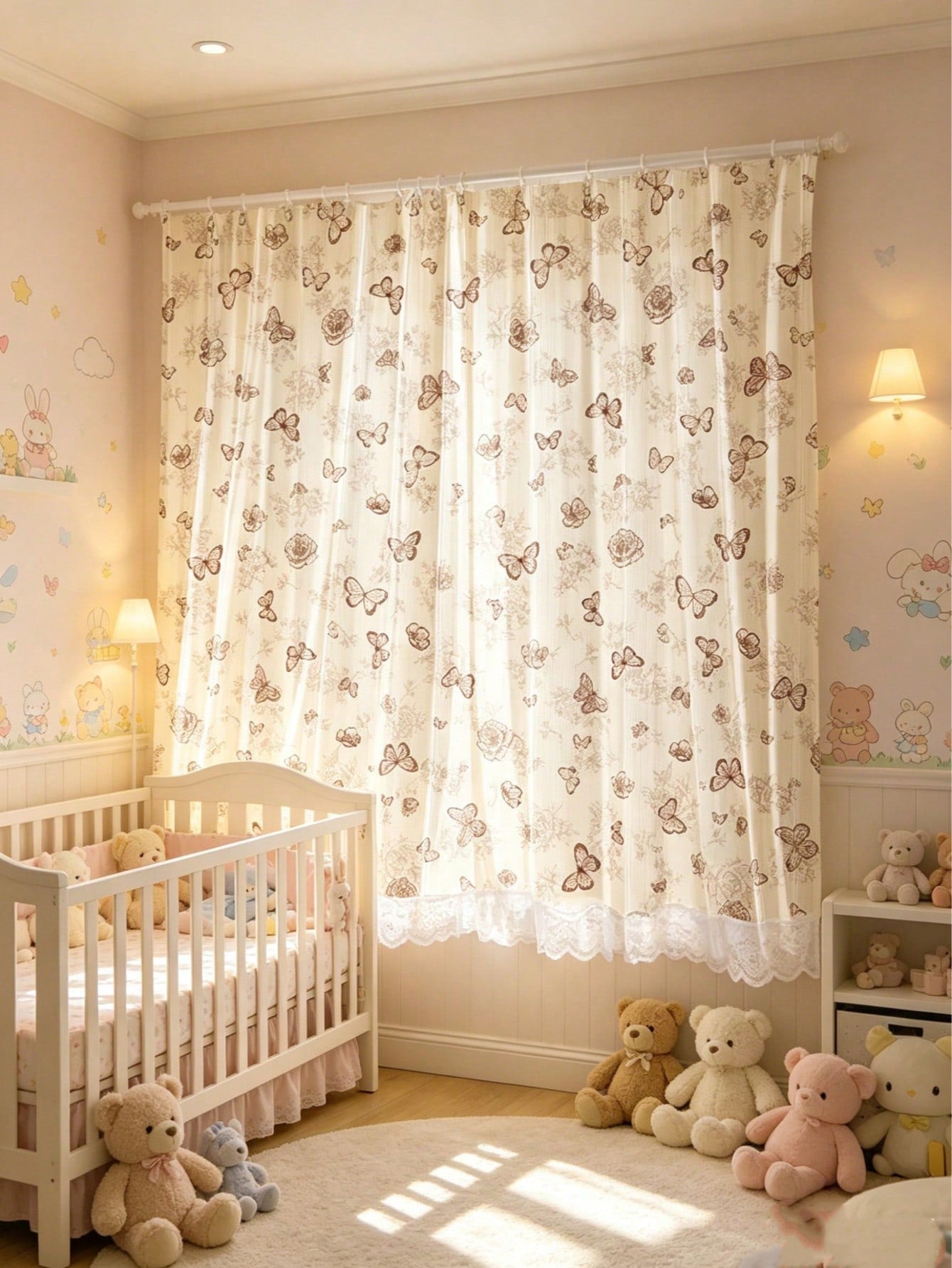 1pc Cute Pattern Curtain, Removable And Machine Washable, Suitable For Baby Baptism Decoration, Nursery Decoration, Children's Room Decoration, Baby Bedroom Decoration Creative