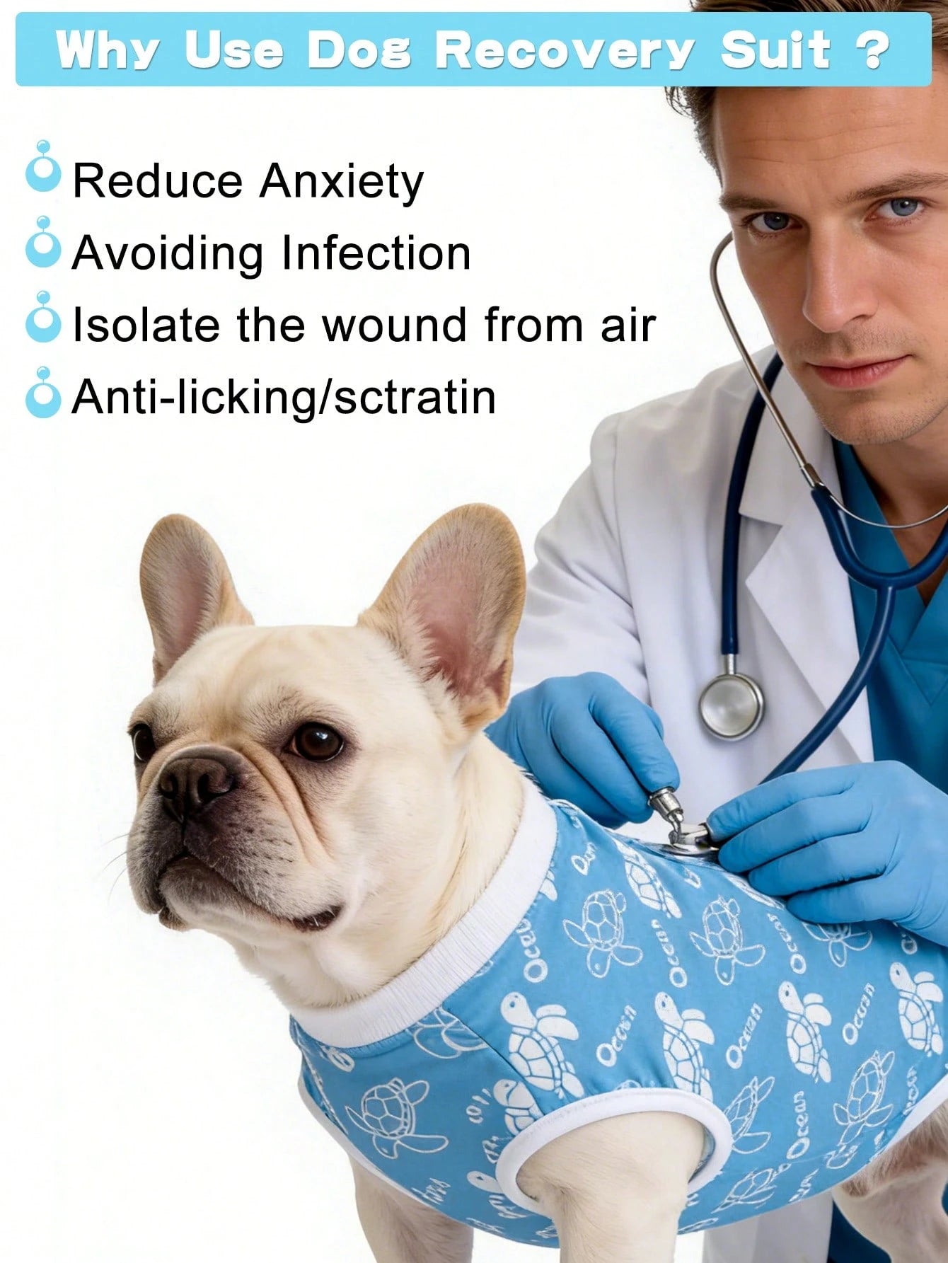 1pc Dog Spay/Neuter Recovery Suit, Breathable Pet Recuperation Clothing For Female/Male Dogs After Surgery Or Weaning