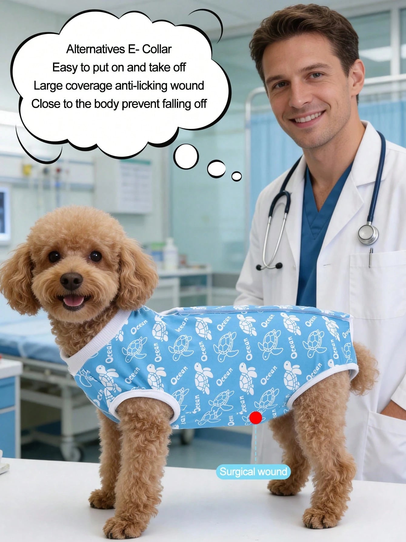1pc Dog Spay/Neuter Recovery Suit, Breathable Pet Recuperation Clothing For Female/Male Dogs After Surgery Or Weaning
