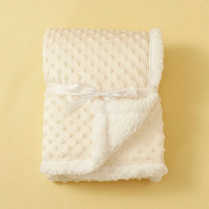 1pc Double Layer Baby Blanket, Dotted Fleece Comforter, Stroller Blanket, Suitable For All Seasons