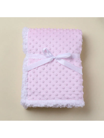 1pc Double Layer Baby Blanket, Dotted Fleece Comforter, Stroller Blanket, Suitable For All Seasons
