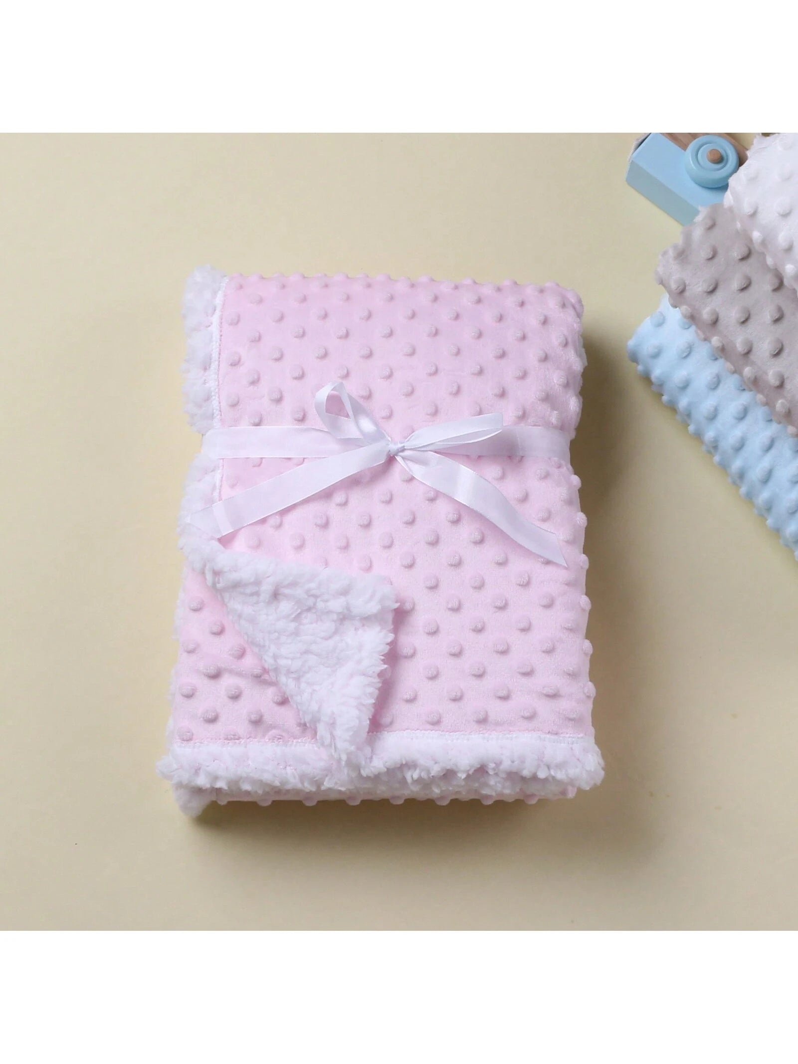 1pc Double Layer Baby Blanket, Dotted Fleece Comforter, Stroller Blanket, Suitable For All Seasons