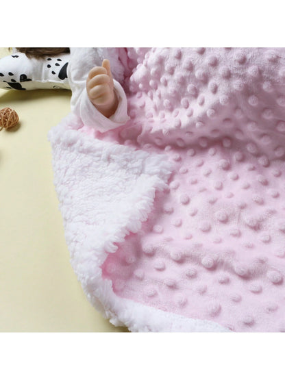 1pc Double Layer Baby Blanket, Dotted Fleece Comforter, Stroller Blanket, Suitable For All Seasons