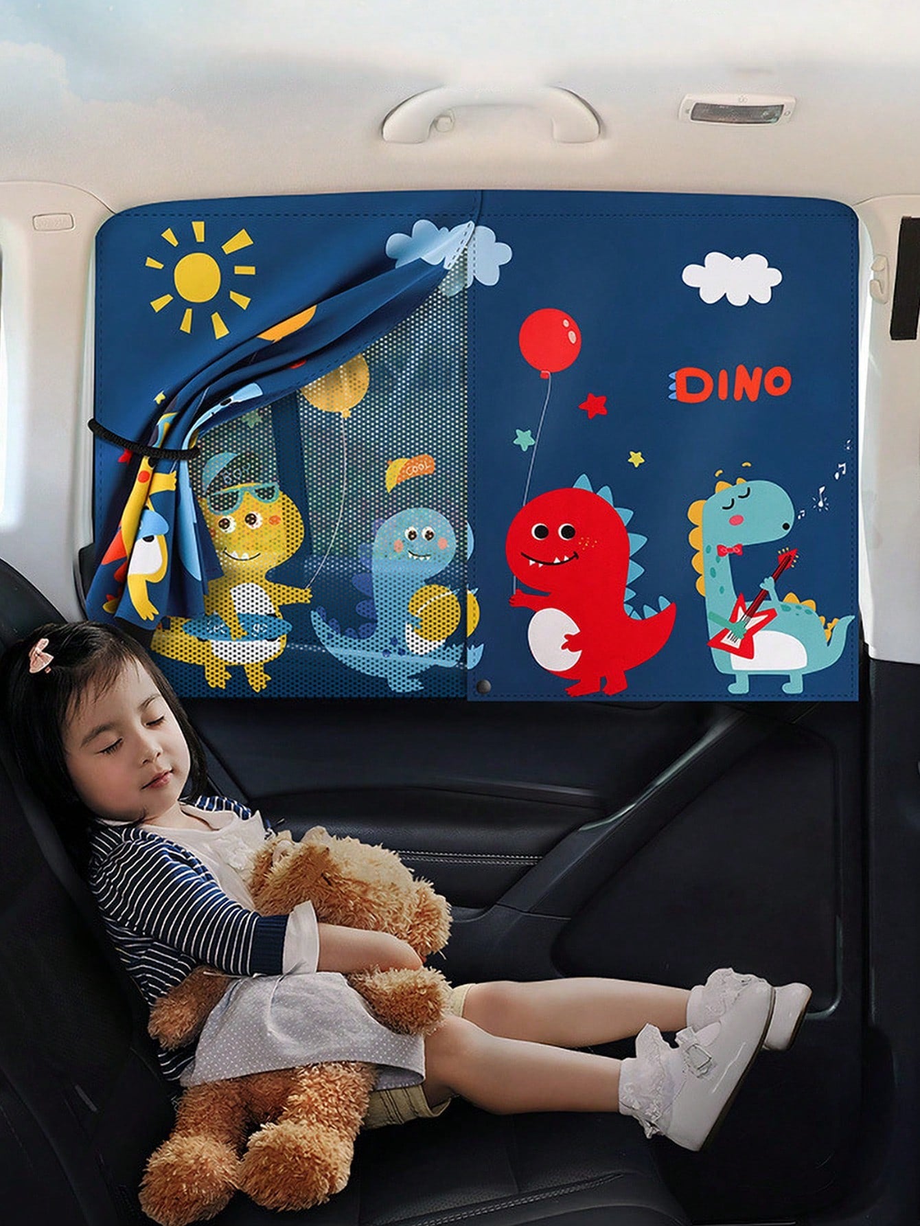 1pc Double Layer Sheer Mesh Sunshade Car Window Curtain, Protects Baby From Window Sunlight And Heat, Children's Car Window Shade, Car UV Protection Shade, Breathable Without Affecting Window Lifting