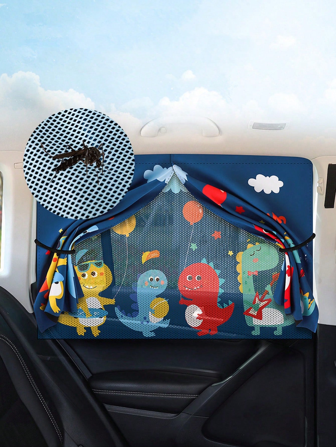 1pc Double Layer Sheer Mesh Sunshade Car Window Curtain, Protects Baby From Window Sunlight And Heat, Children's Car Window Shade, Car UV Protection Shade, Breathable Without Affecting Window Lifting