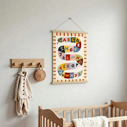 1pc Educational ABC Alphabet Wall Art Canvas Poster Prints Cute Snake Letters Painting Kids Bedroom Playroom Decor Unframed/Framed/Wooden Hanging