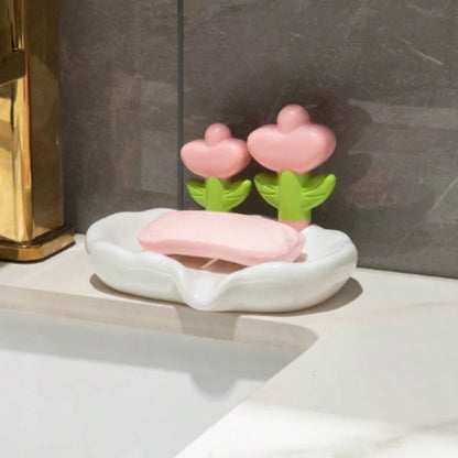 1pc Floral Self-Draining Soap Dish- Durable, Hygienic Bathroom Accessory For Home Decor